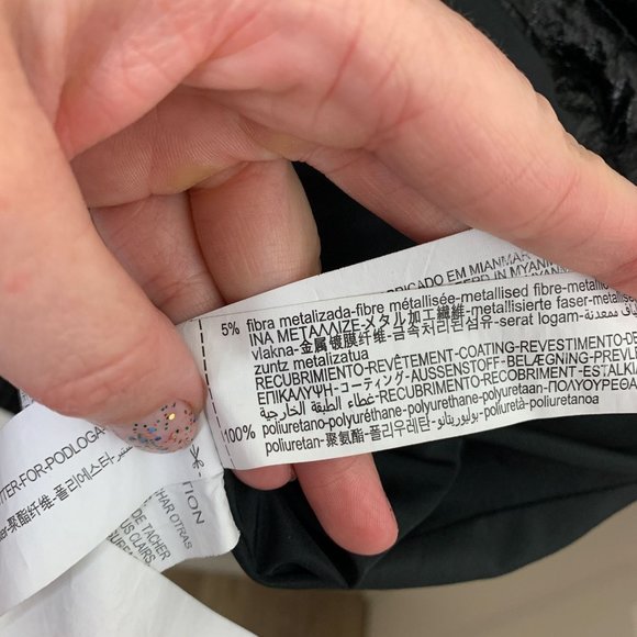 Zara black shiny parka raincoat zip up hood large - Picture 7 of 9